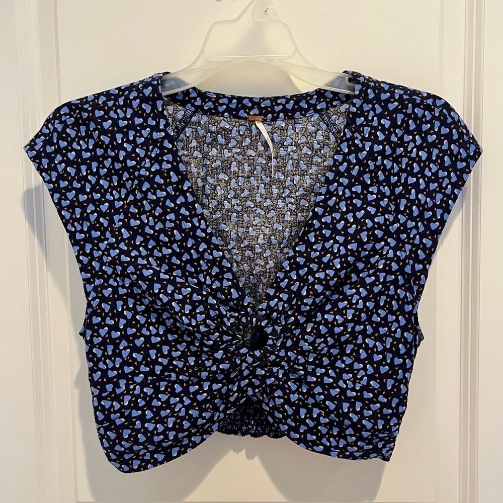 Free People Summer Top, Navy Print, S